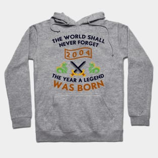 2004 The Year A Legend Was Born Dragons and Swords Design Hoodie